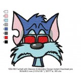 100x100 Furrball with Glasses Embroidery Design Instant Download